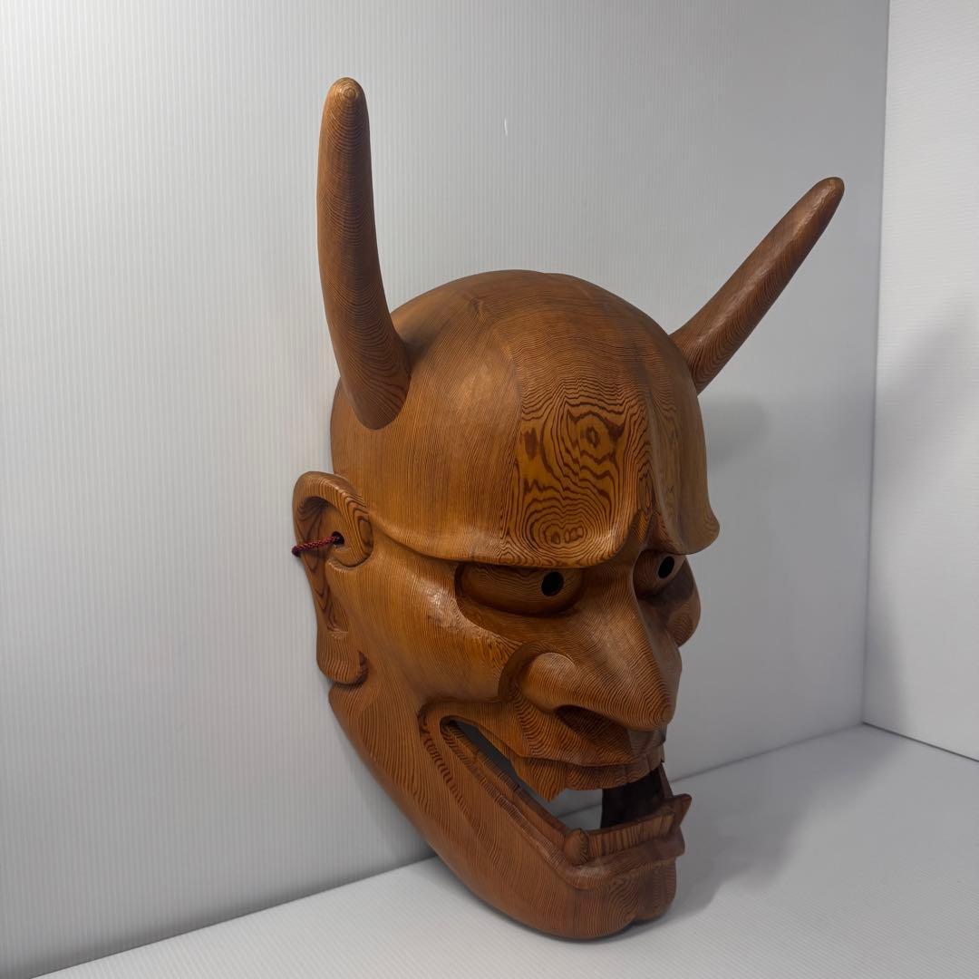 【極希少】 政落款 一刀彫 般若 能面 特大 木彫 迫力抜群 約50cm 逸品