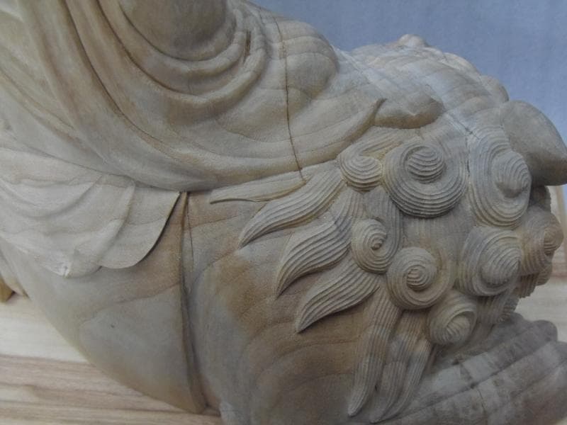 Ｂフライデー良いお顔　 学業成就★楠材 僧形文殊菩薩坐像 高さ：約54cm★