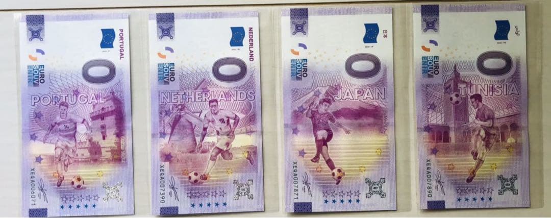 ZERO EUROサッカーワールドカップ2022年・32代表チーム未使用記念紙幣