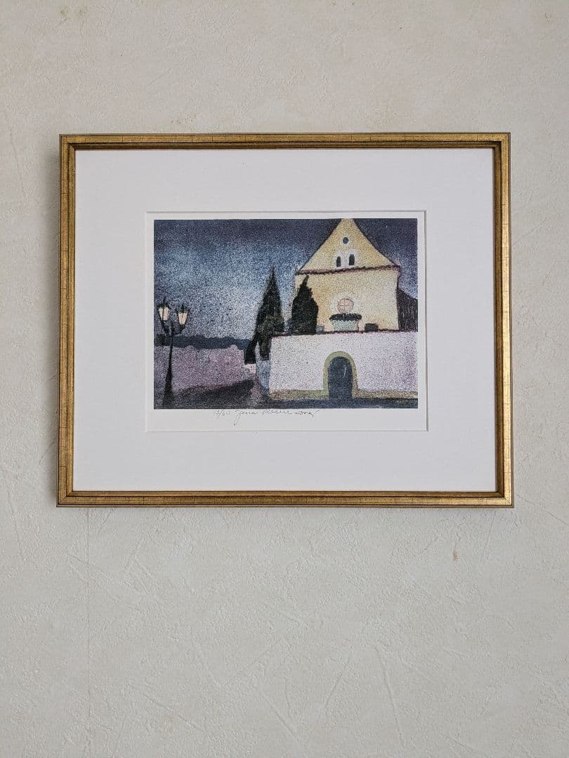 アート357　「街灯」　チェコのリトグラフ(石版画)