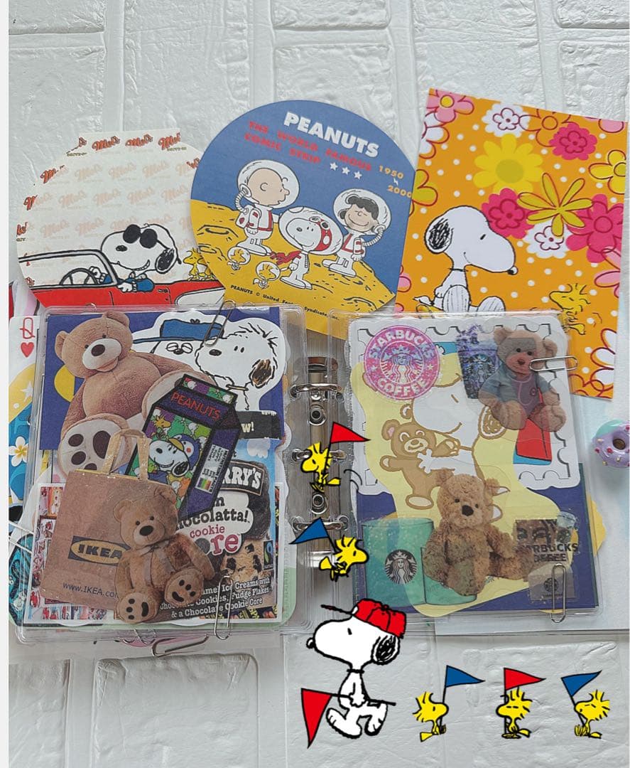 スヌーピーおすそ分けファイル♡アメキャラ＆スタバ限定1セット増量♡レア入り·͜·ᰔᩚ