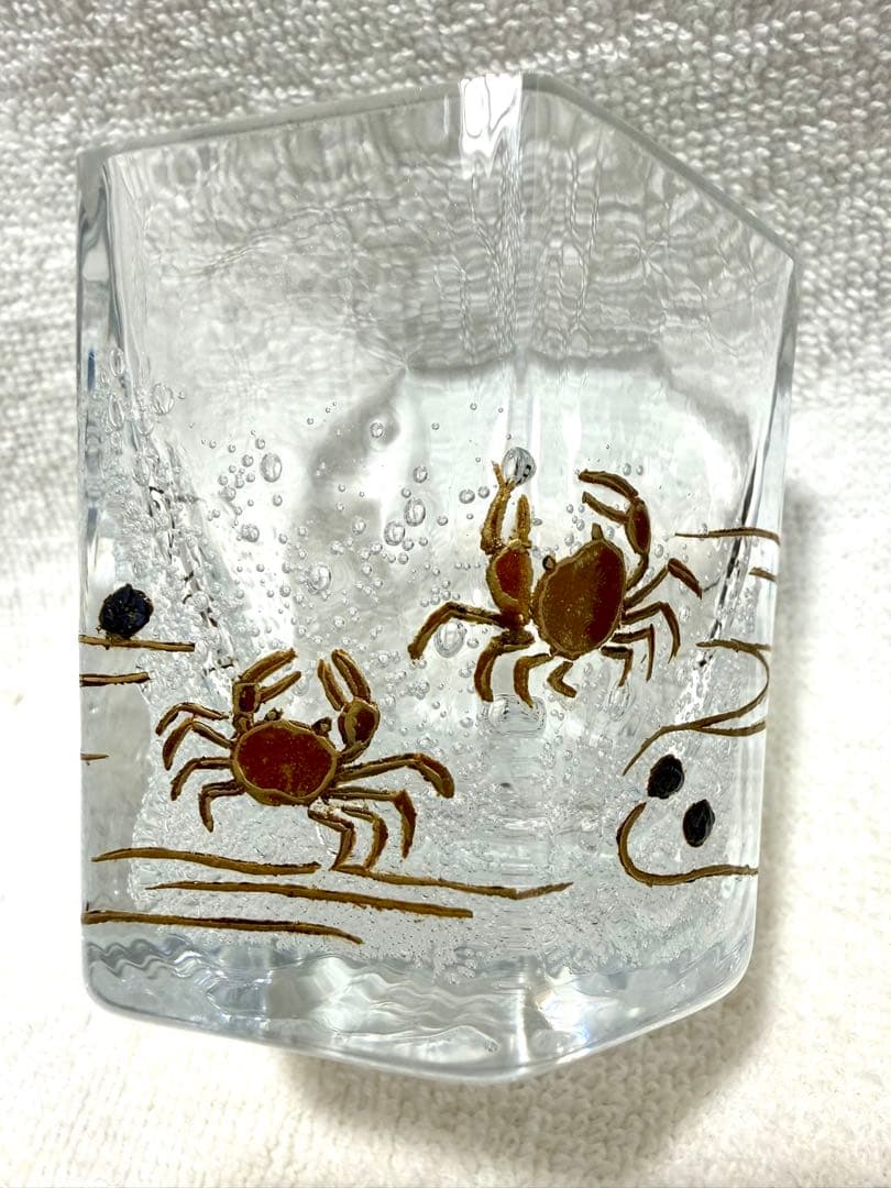 茶道具 茶入 硝子茶器 六角 蟹蒔絵 蓑輪一星作【匿名配送】