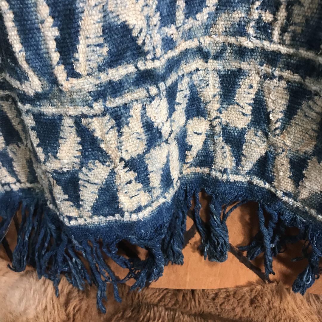 アフリカ　バミレケ布　藍染　アンティーク