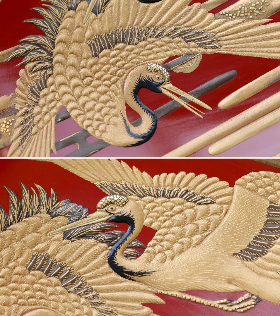 【MA806】時代 加賀蒔絵 日の出鶴 竹 金蒔絵 大盃・盃台 木製漆器 杯