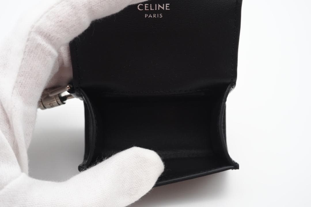 CELINE ポーチ カーフスキンドッグバッグ ホルダー スタッズ付き ブラック