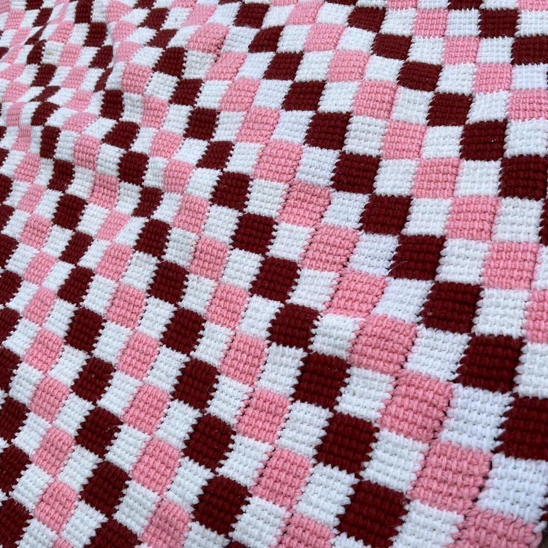 【USA vintage】 グラニーブランケット　エントレラック　ひざ掛け　ラグ