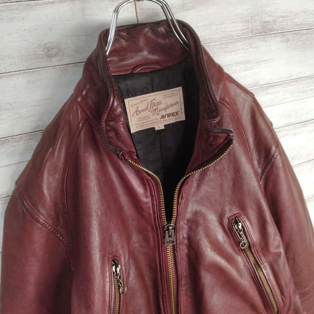 メンズ☆AVIREX　シングルライダース　革ジャン　レザージャケット　上野商会L