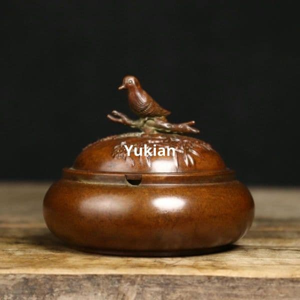 銅細工 蓋付灰皿 筆洗 書道具 文房具 書道具 文房具