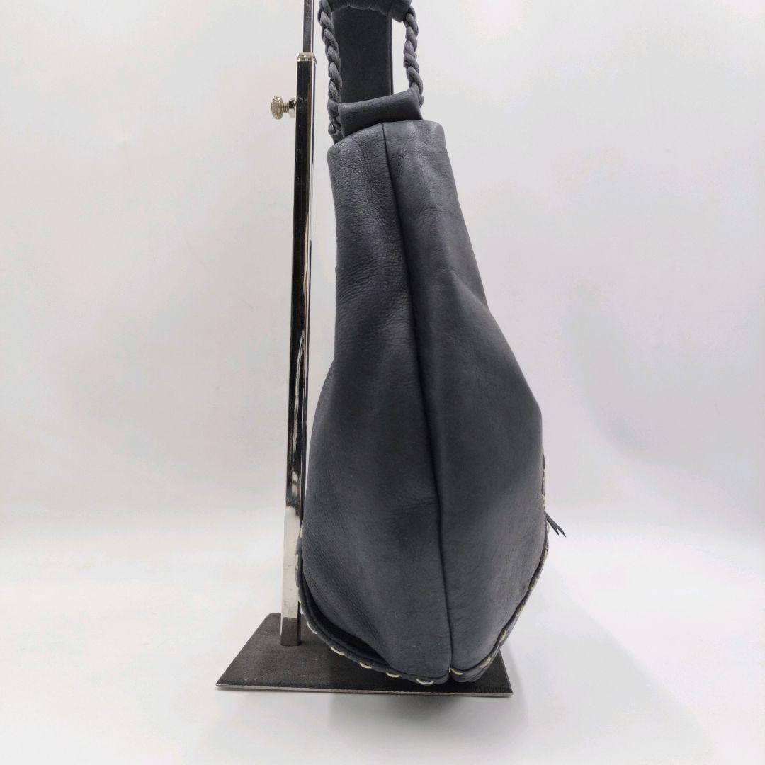 アナスイ 三日月 レザー ワンショルダーバッグ 黒 フラワーモチーフ