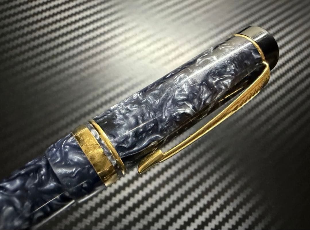 美品 パーカー デュオフォールド マーブルブルー F インターナショナル 万年筆