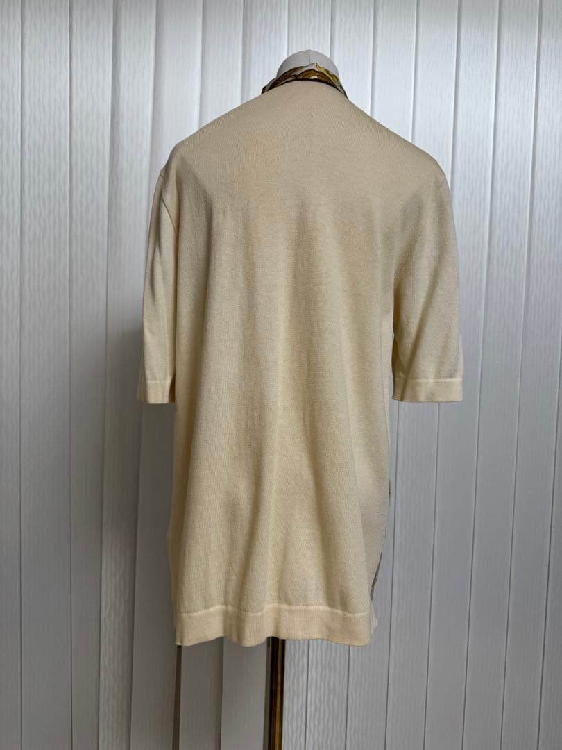 HERMES エルメス シルクスカーフポロシャツ Mサイズ クリーニング済 白