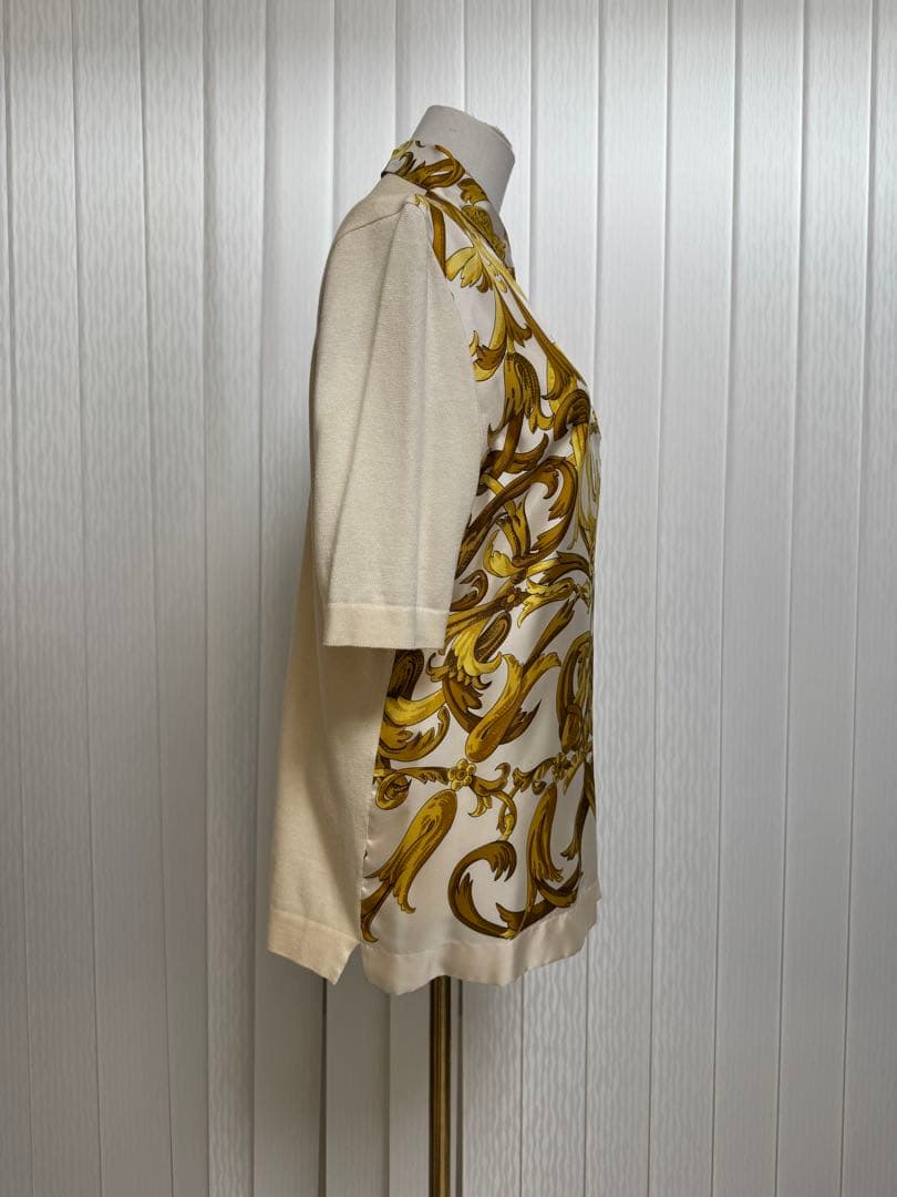 HERMES エルメス シルクスカーフポロシャツ Mサイズ クリーニング済 白