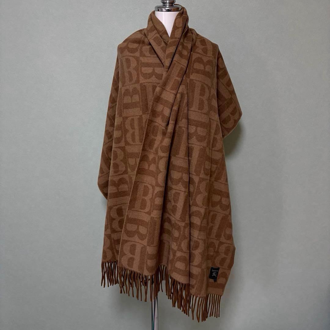 希少　Burberrys バーバリー　大判　Bロゴ　マフラー　ストール　美品