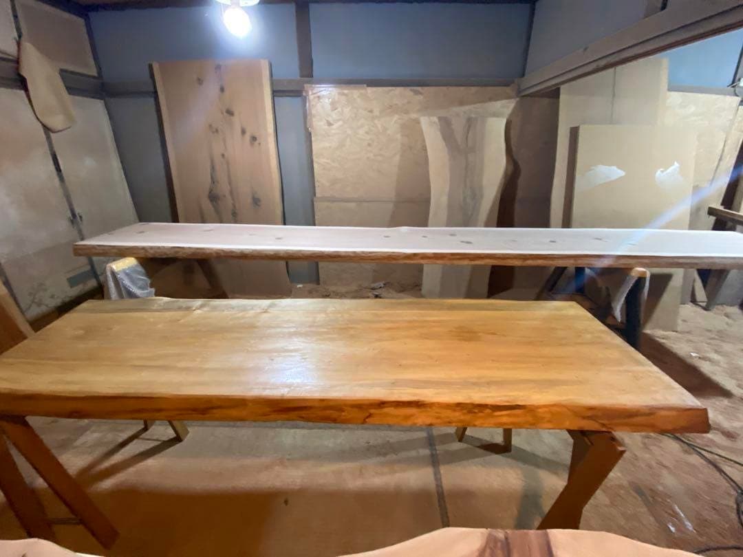 [セール品！！！]イエローポプラ　一枚板テーブル　7万→4万に値下げ中