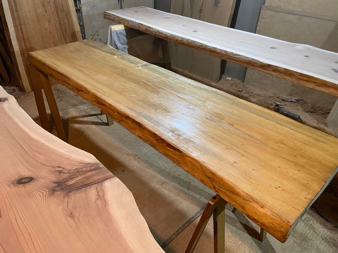 [セール品！！！]イエローポプラ　一枚板テーブル　7万→4万に値下げ中