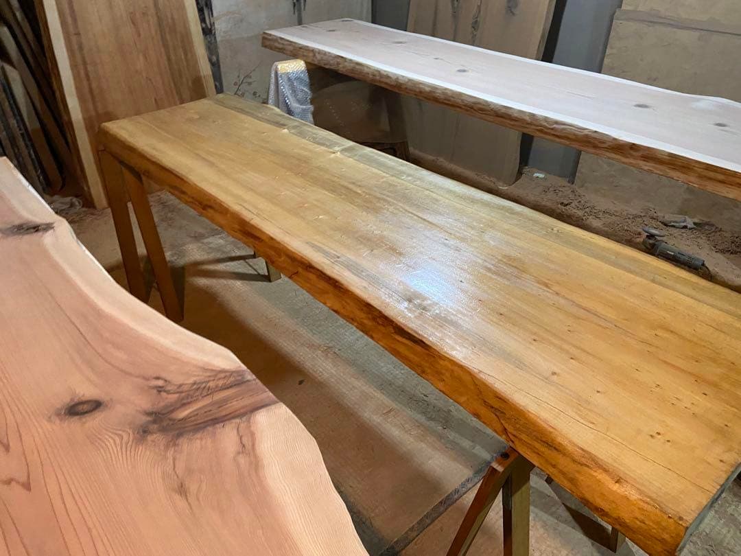 [セール品！！！]イエローポプラ　一枚板テーブル　7万→4万に値下げ中