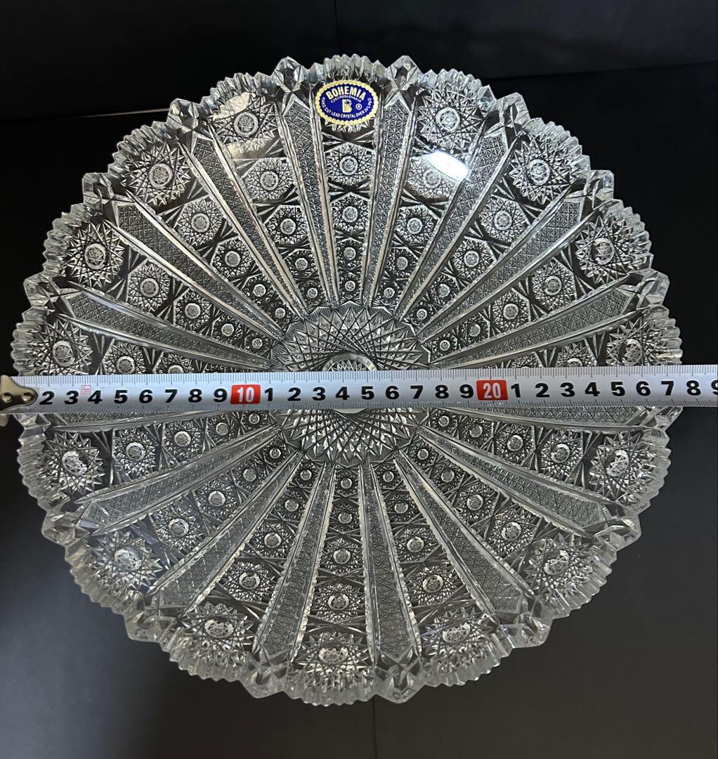 【新品・未使用品】ボヘミアクリスタル 大皿 ガラス 27.5cm 箱付