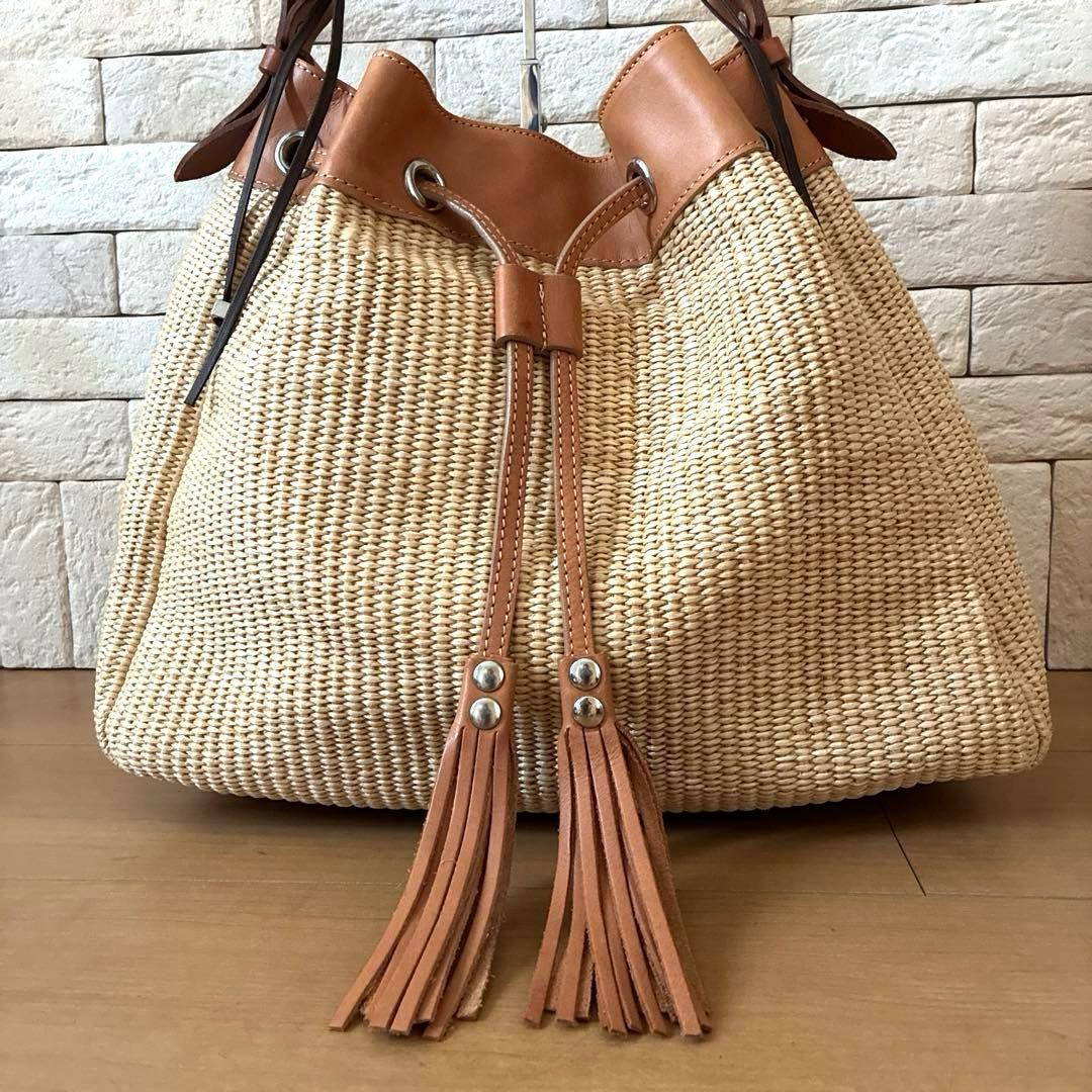 IENA ラフィア×レザー トート＆ショルダーバッグ Made in Italy