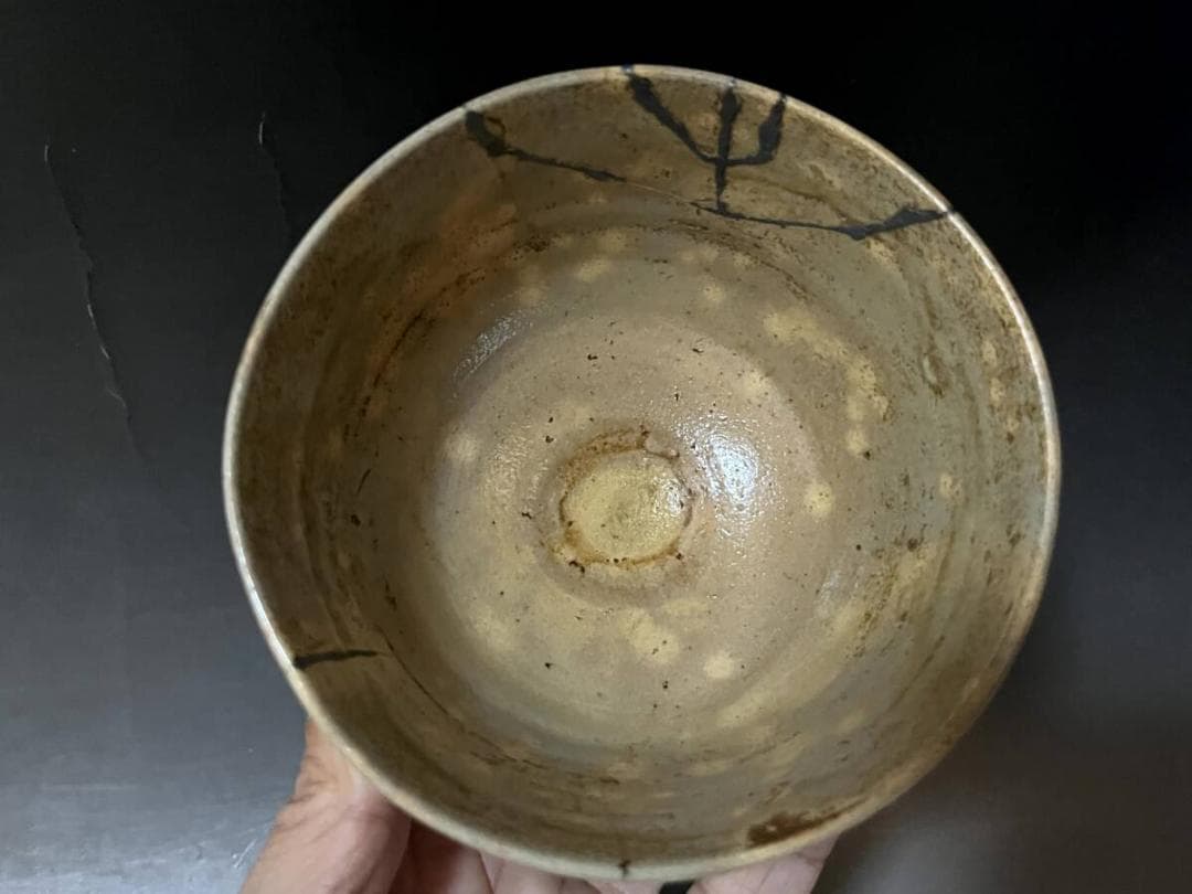 茶碗■古古曽部 御本立鶴 ？義製 銀継ぎ直し有 江戸期 お茶道具 時代物 骨董■