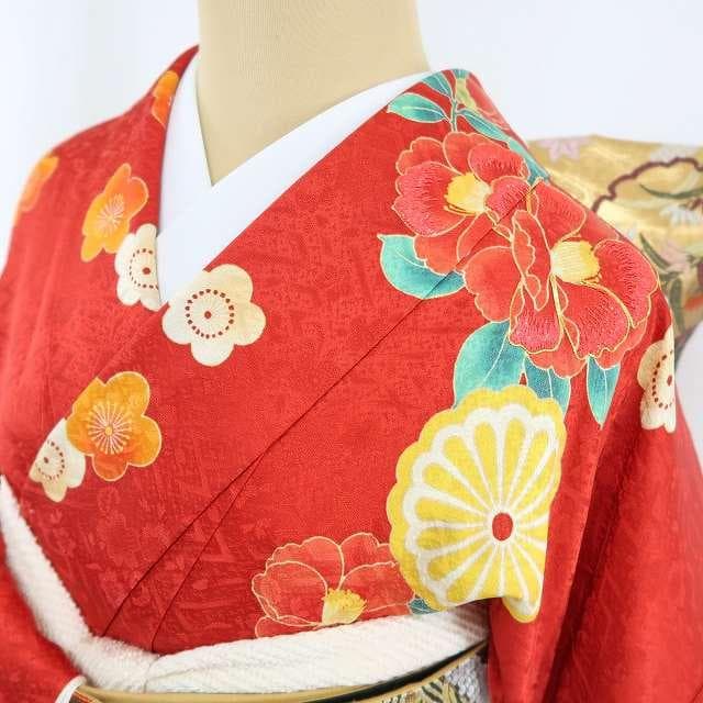 正絹 金駒刺繡 トールサイズ“最高の笑顔を花開く牡丹や鶴♪”振袖 成人式F-97