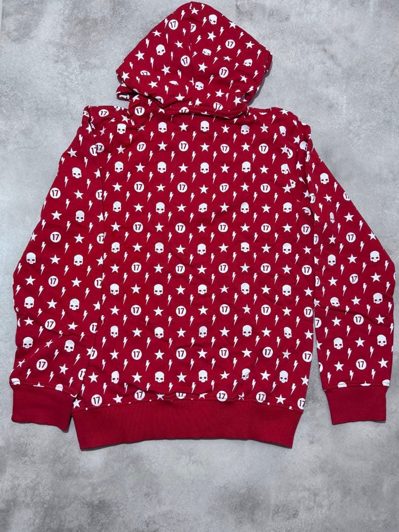 【正規品】HYDROGEN レッド スカル 星 プリント パーカー XL