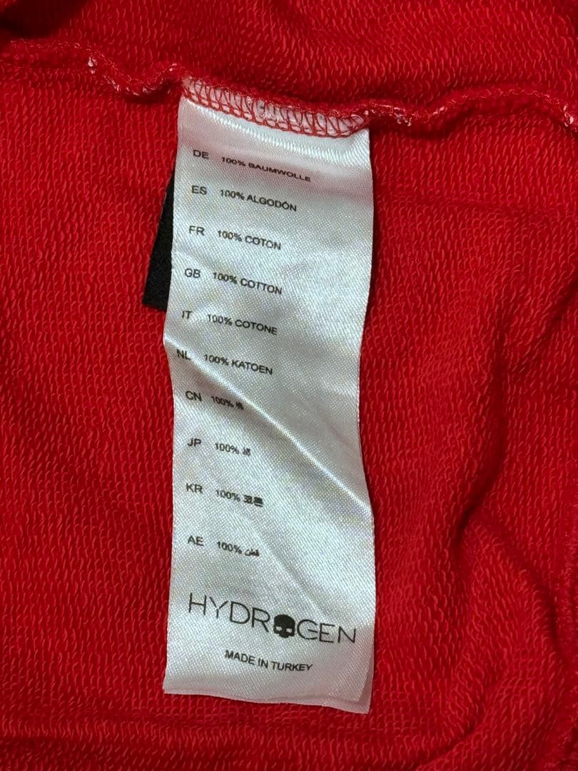 【正規品】HYDROGEN レッド スカル 星 プリント パーカー XL