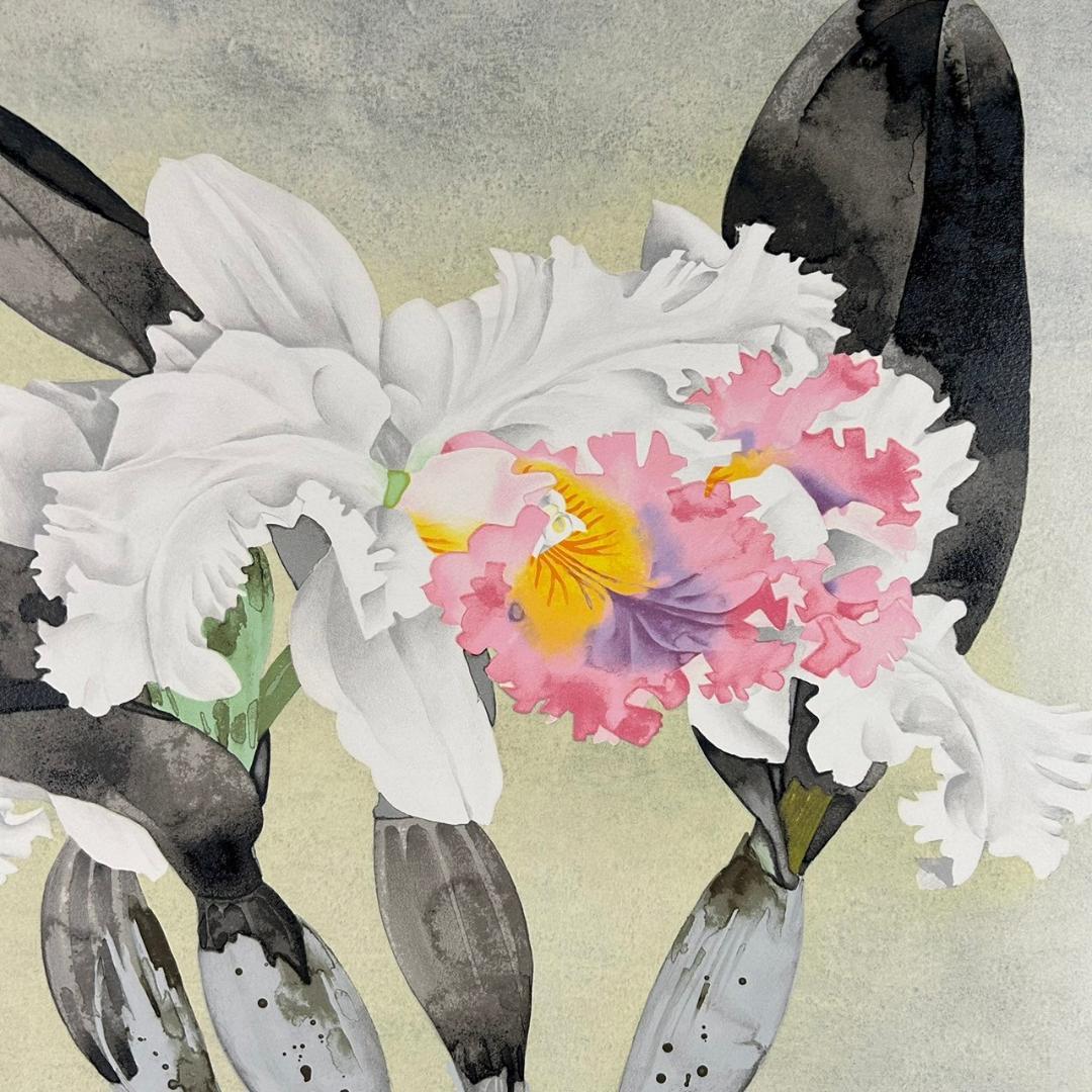 美品 中島千波「かとれあ」リトグラフ 直筆サイン・落款入り 額縁入り 日本画家