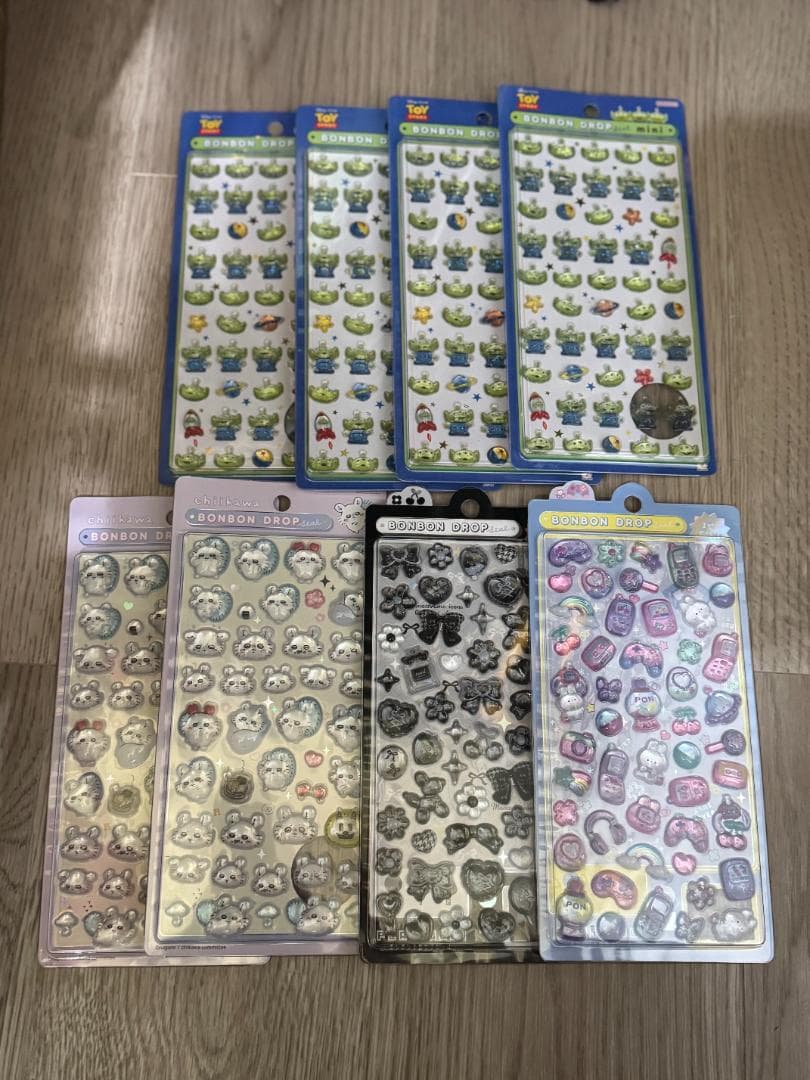 8セット ボンボンドロップシール ちいかわ モモンガ グリーンメン ぴこぴこ