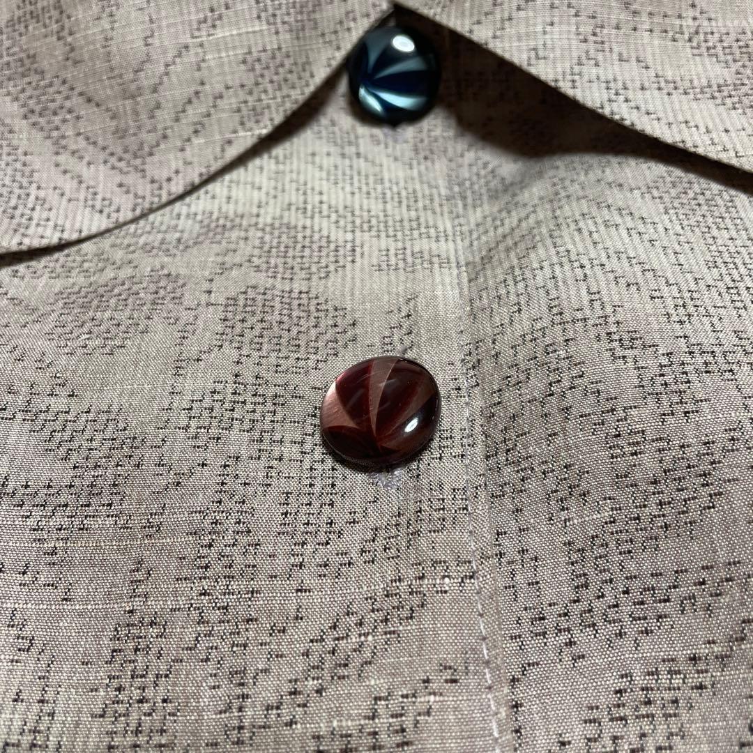 本場結城紬淡ピンクベージュ紙風船ボタン