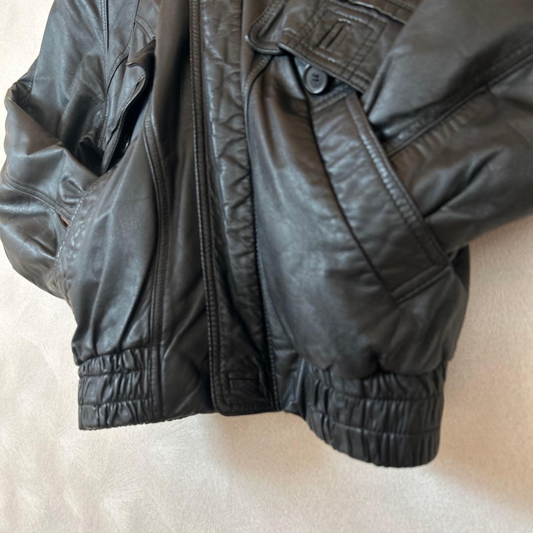 古着　上質　革ジャン　リアルレザージャケット　光沢　牛革　ライダースジャケット