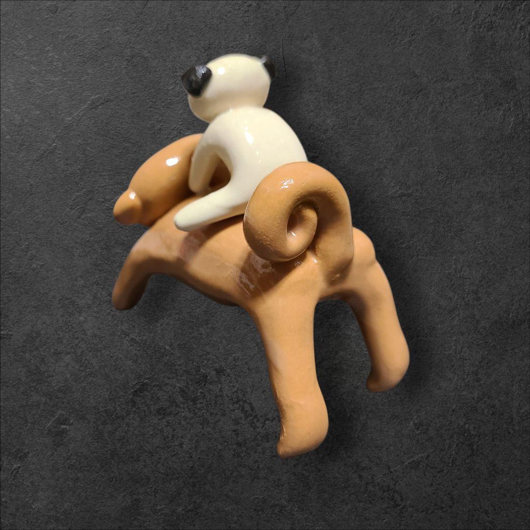 陶器干支置物 パグ置物 6体セット 未 申 酉 卯 巳 寅　台付き　正月