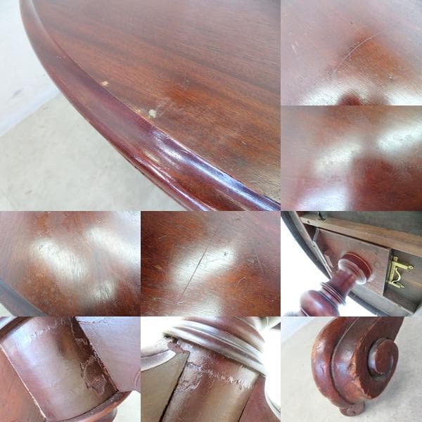 英国/イギリスアンティーク■ダイニングテーブル■マホガニー■キャスター付き■