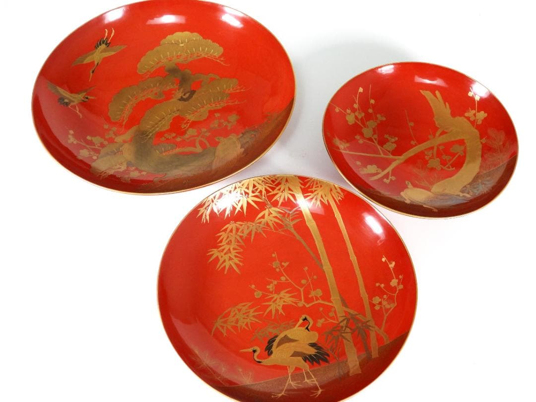 九段盃 酒器 天然木 漆塗り 金蒔絵 松竹梅 亀鶴紋 漆芸