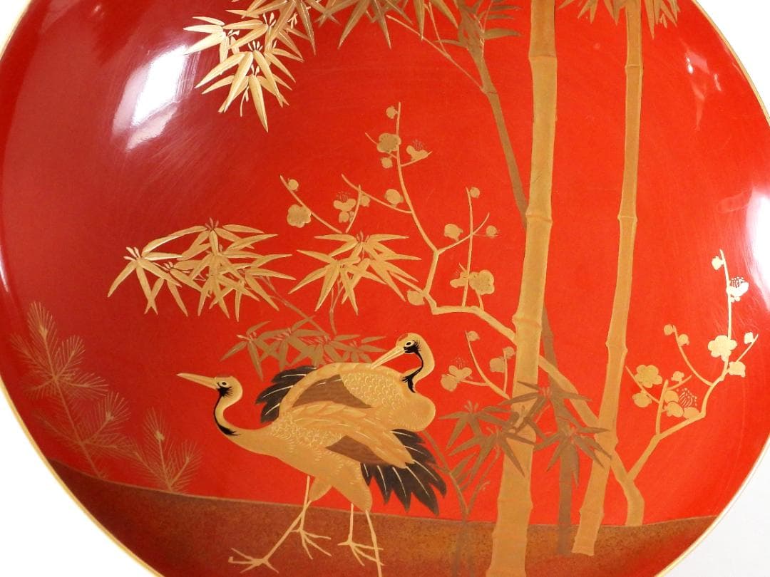 九段盃 酒器 天然木 漆塗り 金蒔絵 松竹梅 亀鶴紋 漆芸