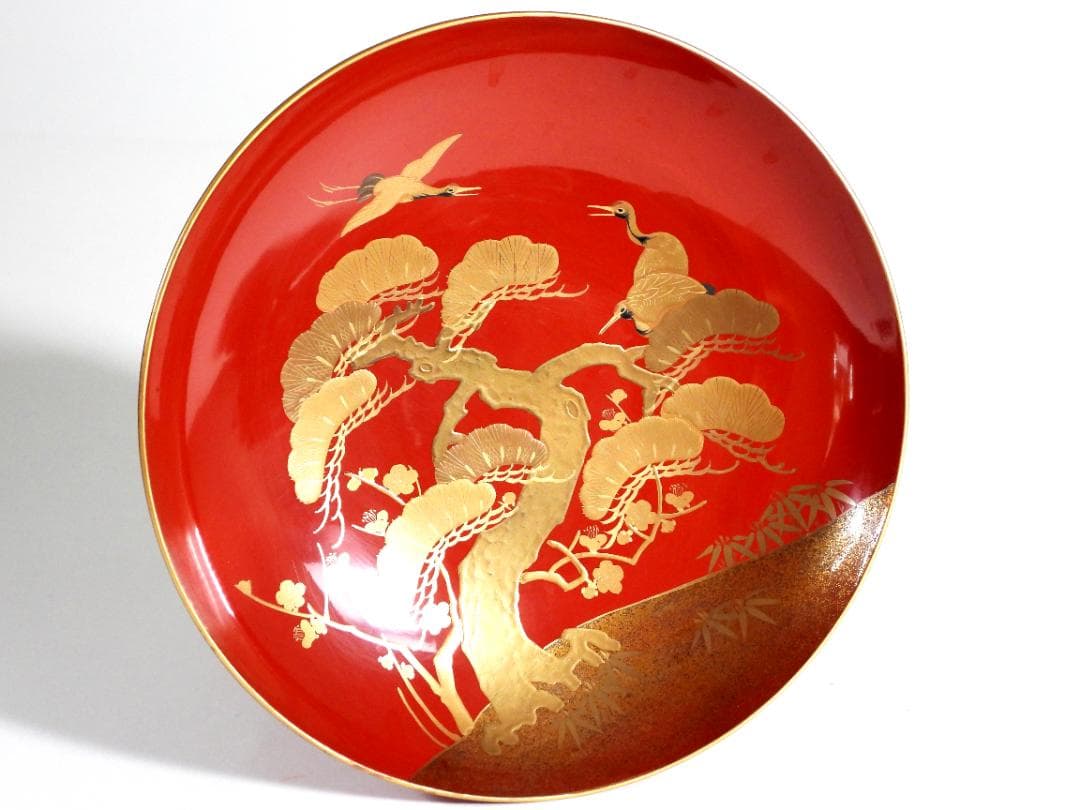 九段盃 酒器 天然木 漆塗り 金蒔絵 松竹梅 亀鶴紋 漆芸