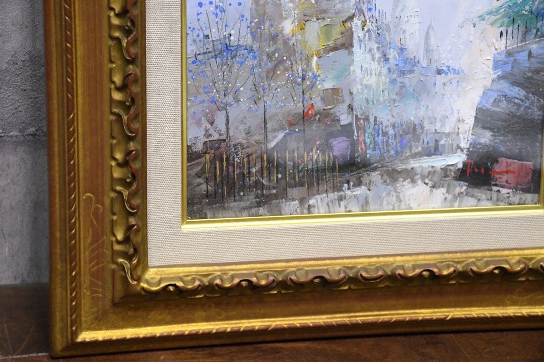 EDK111 田巻洋一 サクレクール寺院 モンマルトル F3号 油彩画 額装