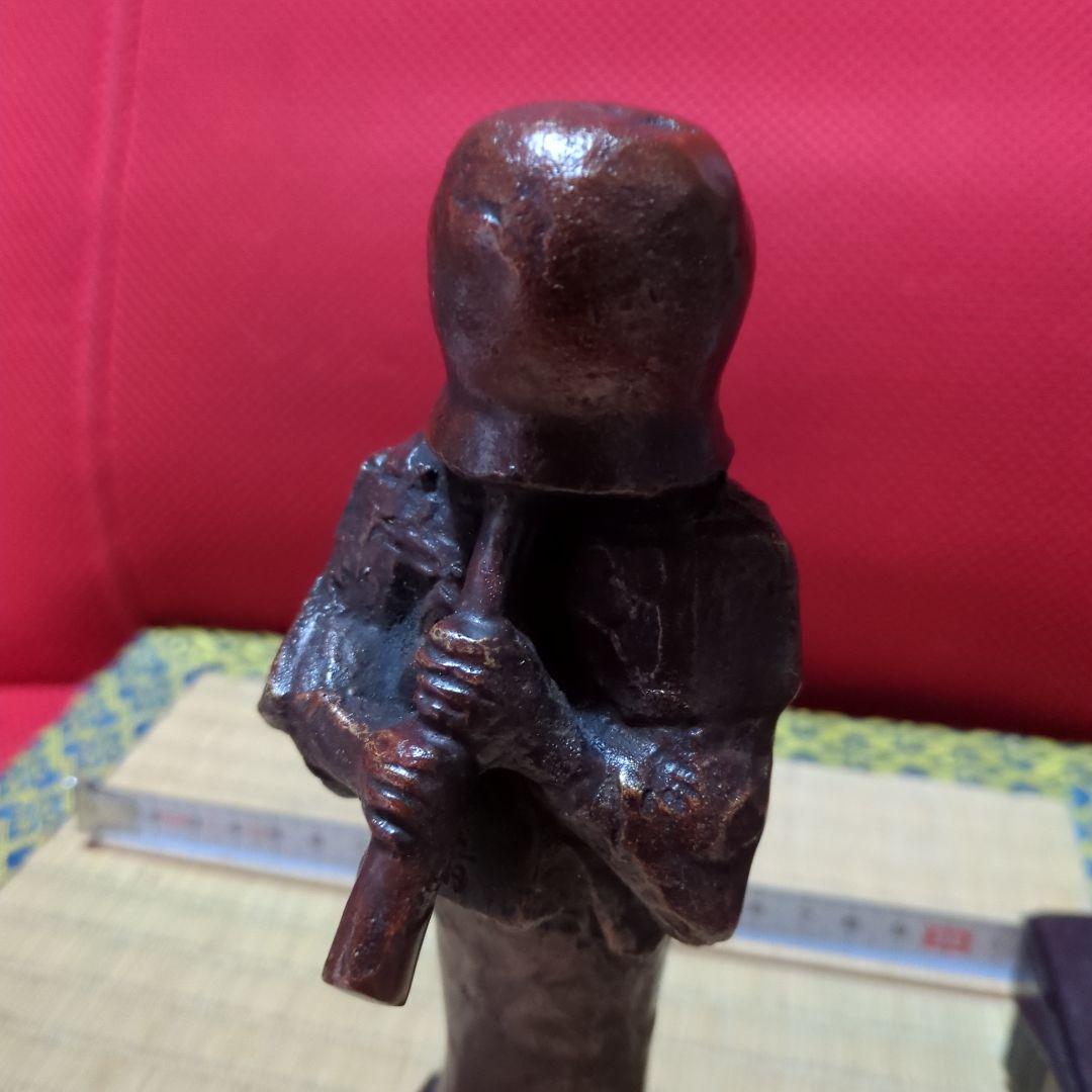 高岡銅器製尺八虚無僧像 約18センチ