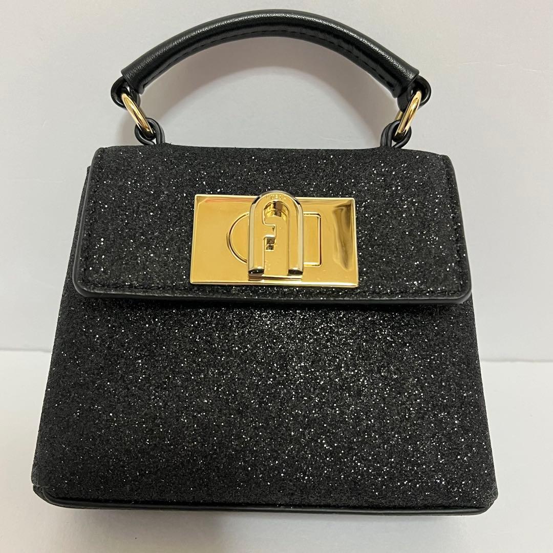 極美品✨フルラ　1927 2way ショルダーバッグ　ミニバッグ　グリッター　黒