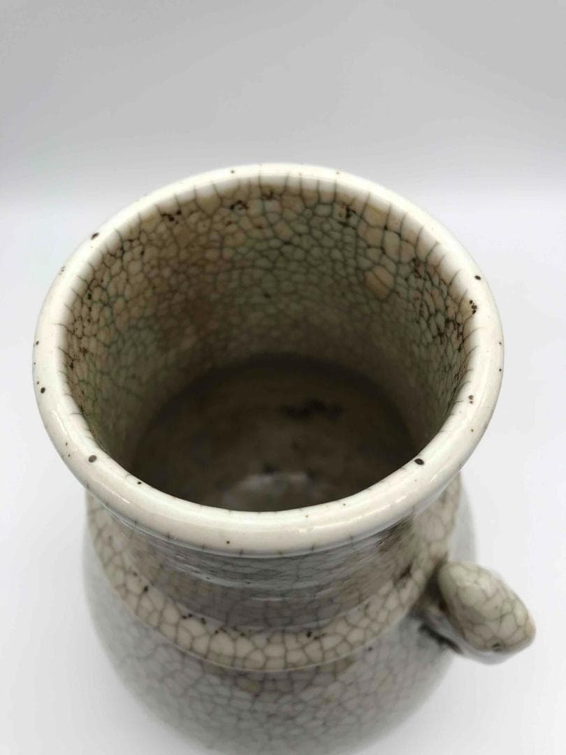 清乾隆時代　哥窯双象耳貫耳壶 【旧家蔵出し】 唐物　古賞物(A-60)