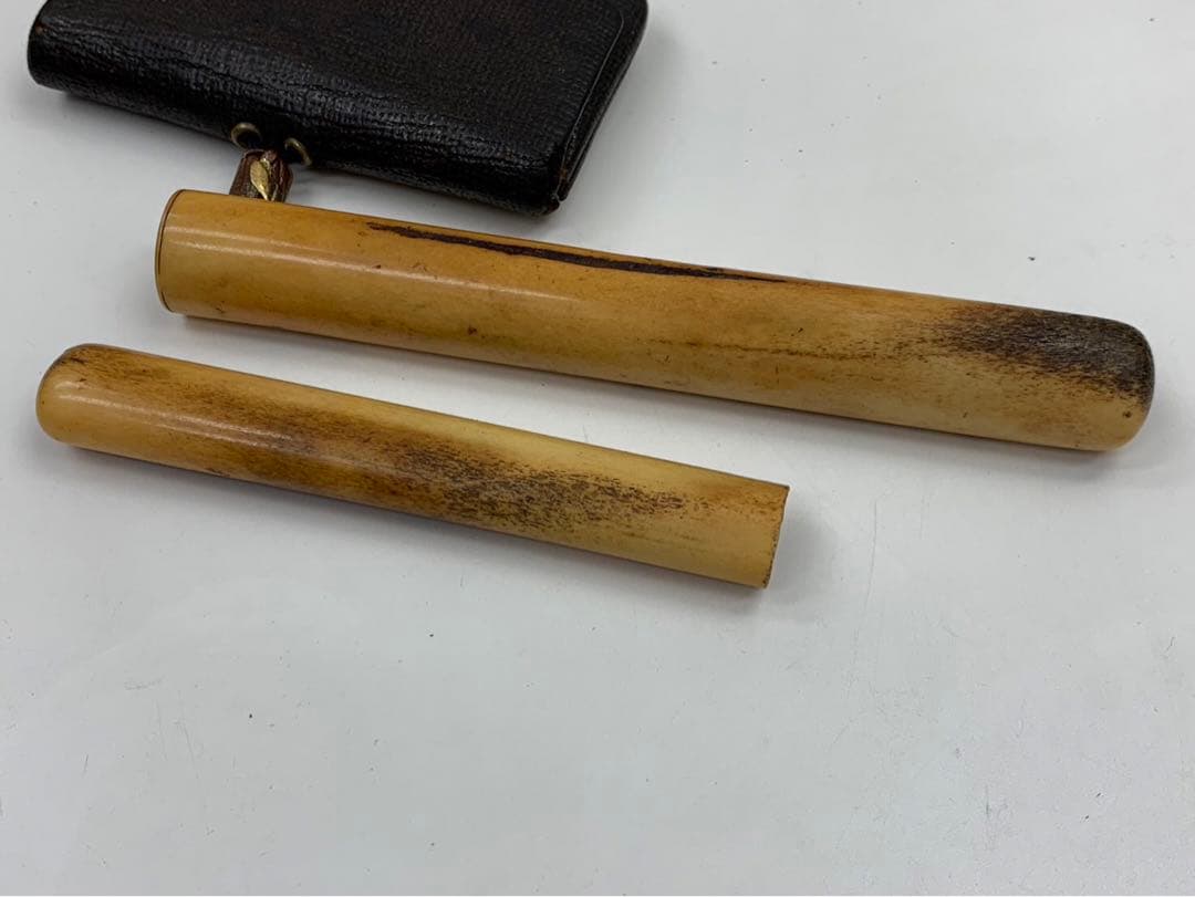 時代物 煙管 キセル 純銀 鳥山水図 煙草入れ たばこ入れ 鴨 緒締 銅地金象嵌