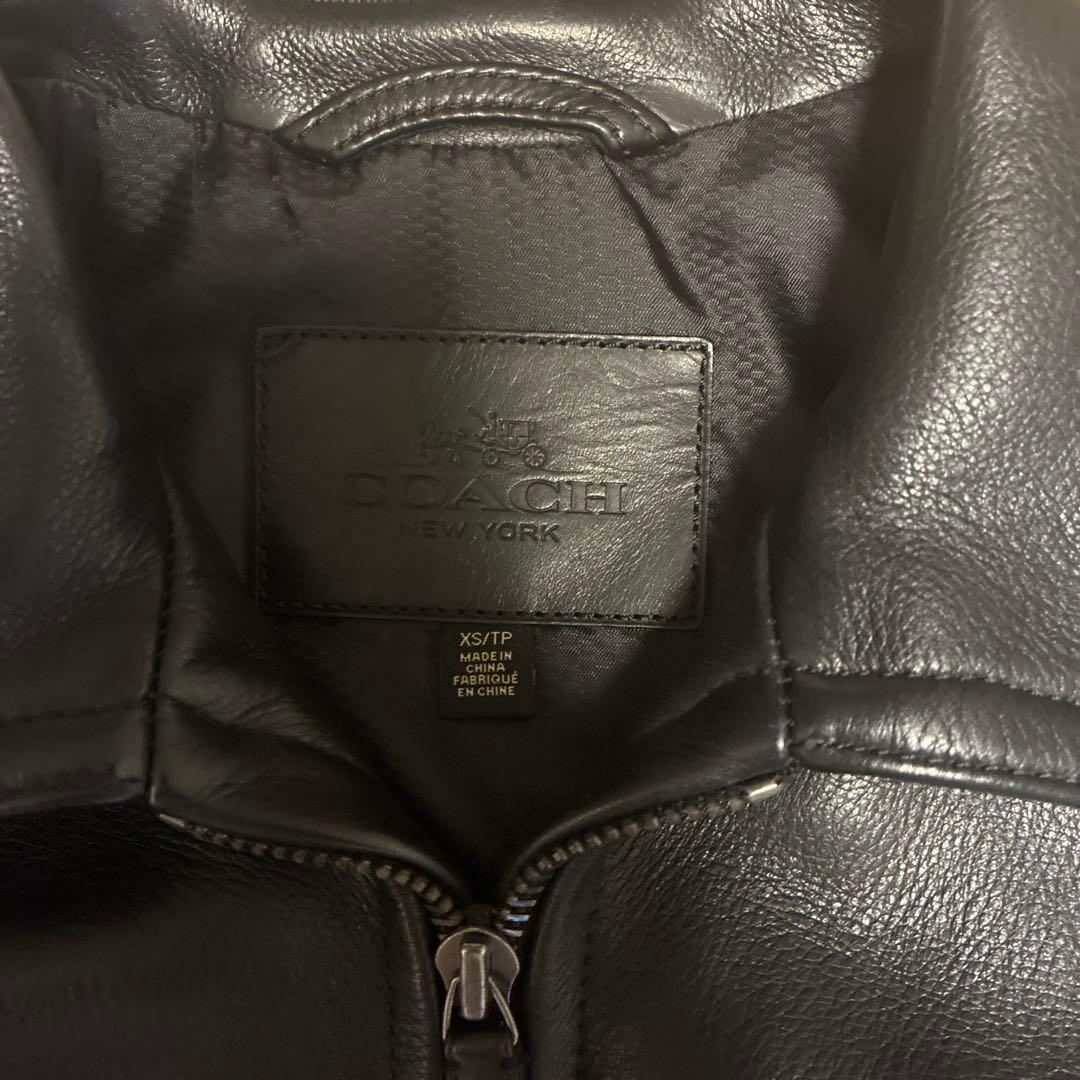 COACH コーチ黒 レザー シングルライダースジャケット　サイズXS