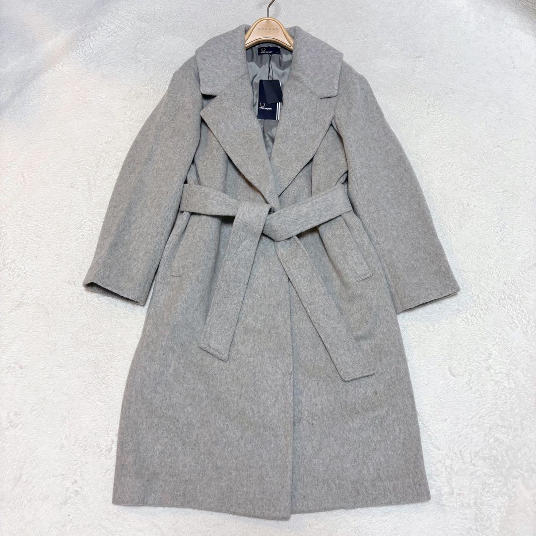 【タグ付新品】フレッドペリー ウールモッサ ベルト付きチェスターコート グレー