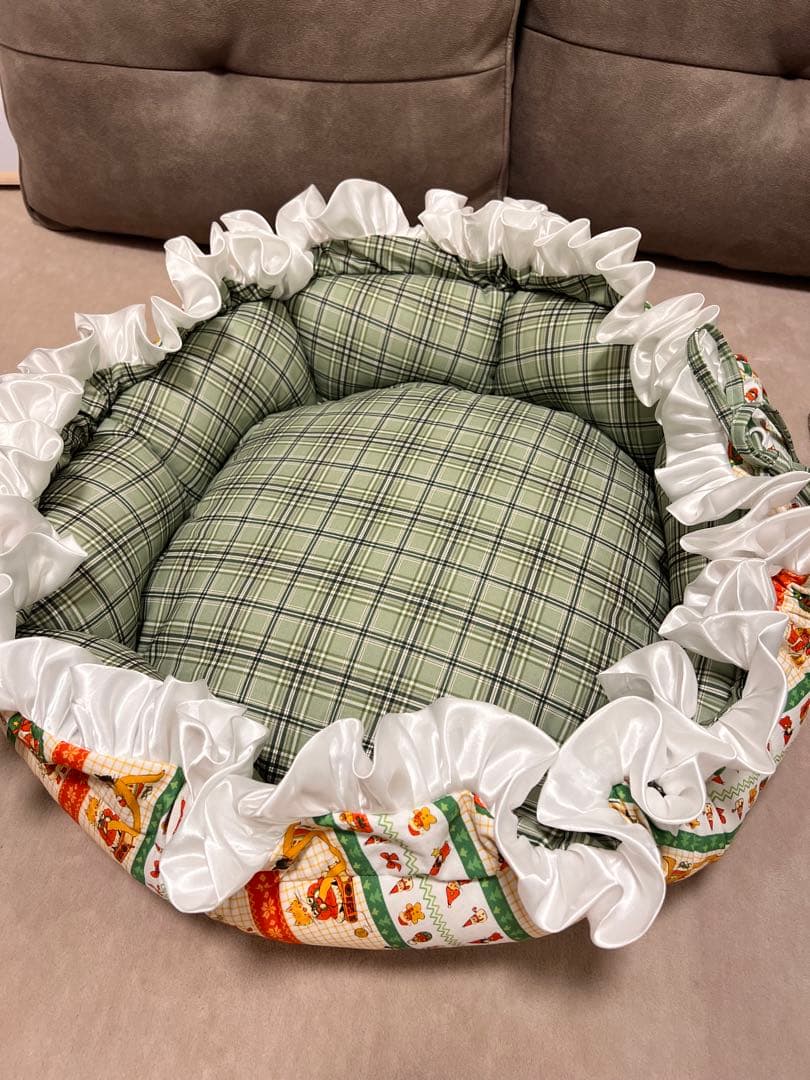 撮影道具 インテリア小物 花柄猫犬ベッド DIY 厚手