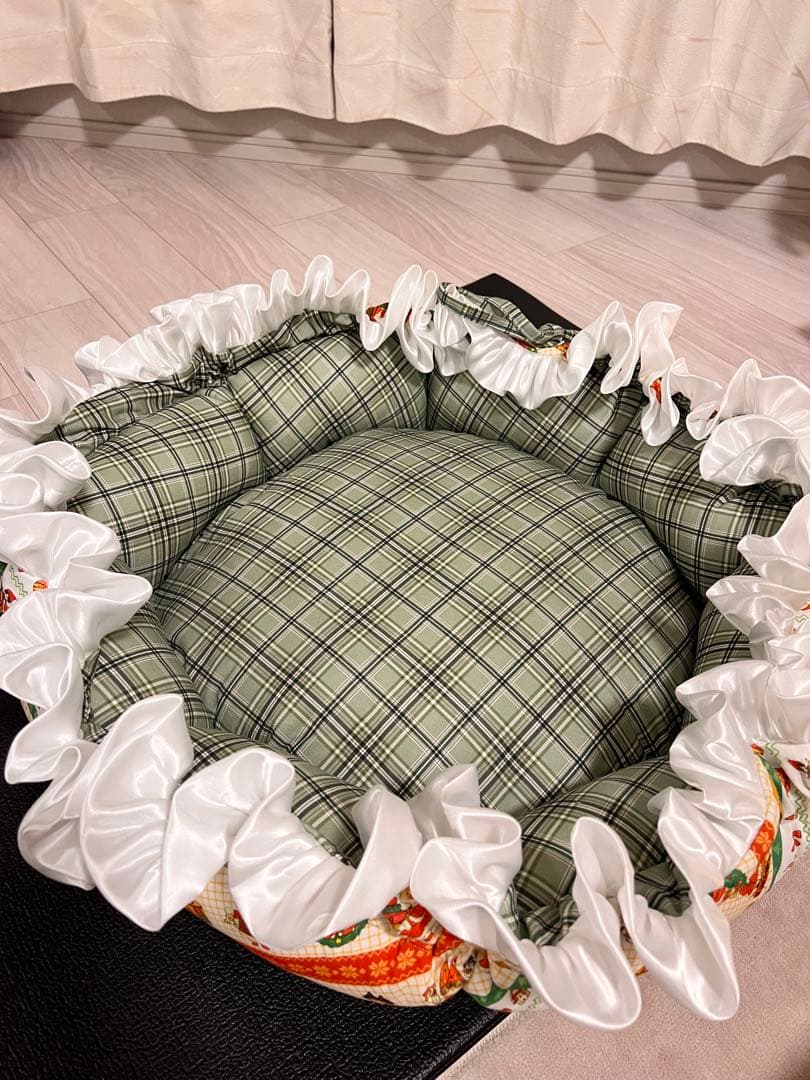 撮影道具 インテリア小物 花柄猫犬ベッド DIY 厚手