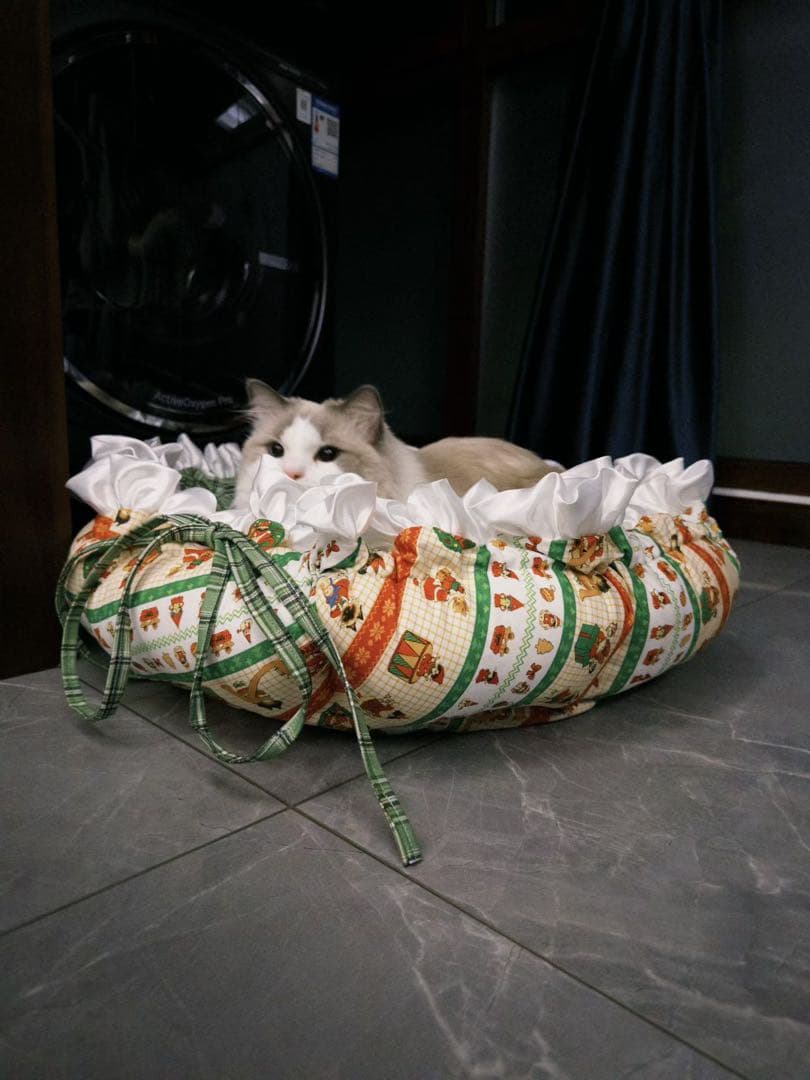 撮影道具 インテリア小物 花柄猫犬ベッド DIY 厚手