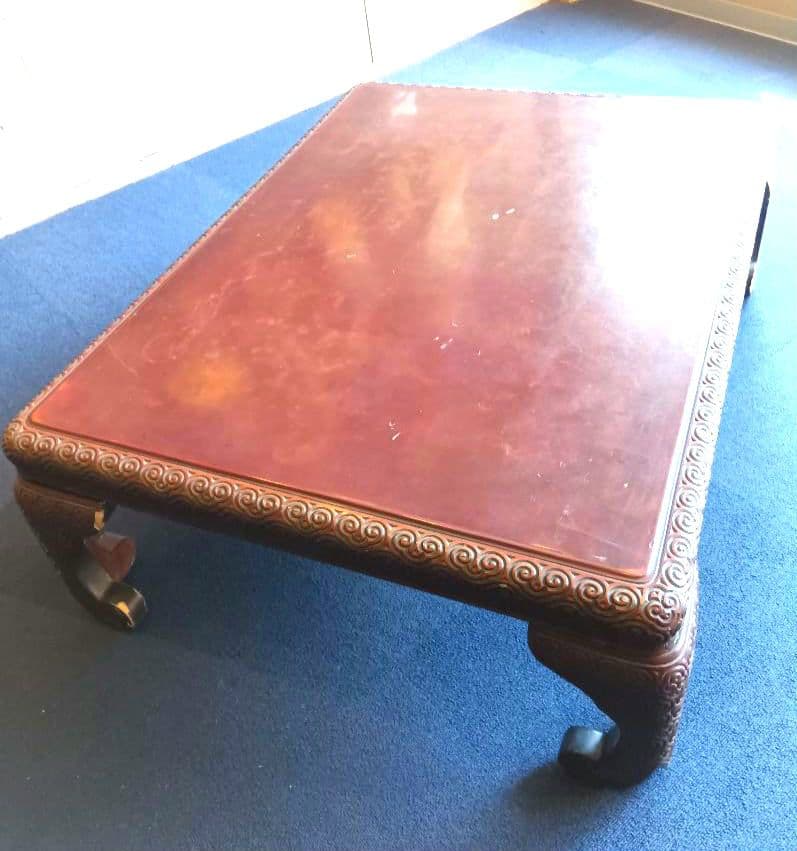 堆朱　座卓 約97cm✕ 74cm✕32.5cm　木製　アンティーク　脚取り外し