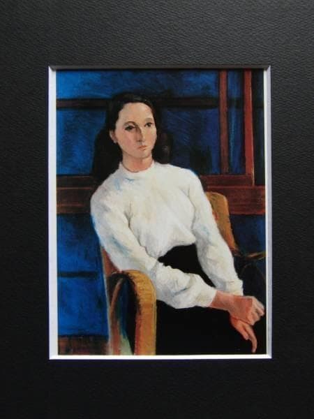 伊藤 悌三、婦人像、希少画集画、新品高級額、額装付、状態良好、油彩