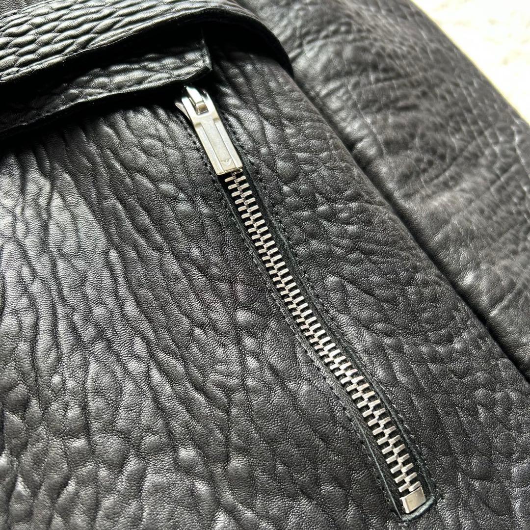 【美品】EMPORIO ARMANI羊革 黒タグ フード ベルト付き レザー44