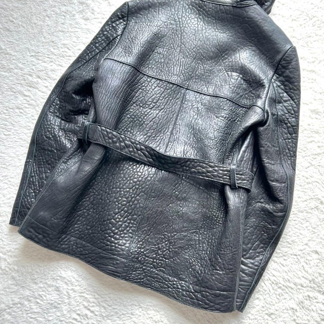 【美品】EMPORIO ARMANI羊革 黒タグ フード ベルト付き レザー44