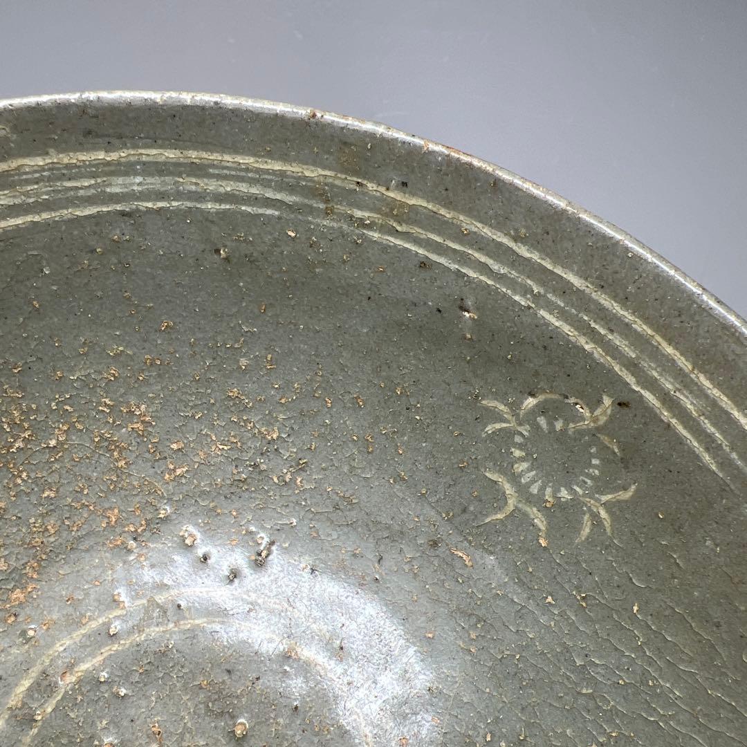 16世紀　高麗青磁白泥象嵌　鉢　直径17㎝　トヒト　本な7-0608☆1F